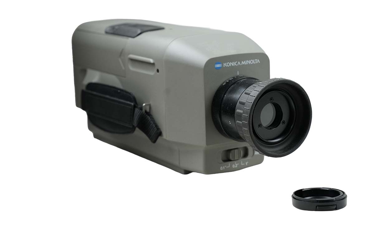 KONICA MINOLTA MODEL CS-200 CHROMA METER MOUNTED ON ALUMINUM 2 AXIS STAGE KONICA MINOLTA MODEL CS-200