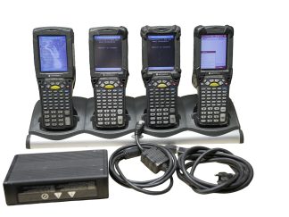 Lot of 4 Motorola Symbol MC9090 Barcode Scanners w/ 4-Slot Cradle & Power Supply