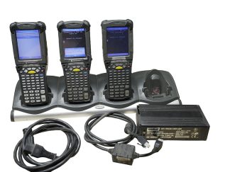 Lot of 3 Symbol Motorola MC9090 Barcode Scanners + 4-Slot Cradle